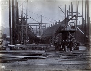Yard no. 647, Baikal. Showing the ice breaking train ferry steamer Baikal under construction at Low Walker Yard by English Photographer